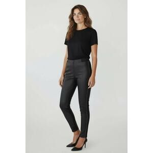 Alice + Olivia Maddox Chain Detail Leather Leggings Black Lambskin Size 6